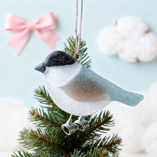 Seeglas Vogel Ornament Handgefertigtes Vogelförmiges Seeglas Kunst Weihnachtsschmuck Ozean Strand Bastelarbeiten für Vogelliebhaber