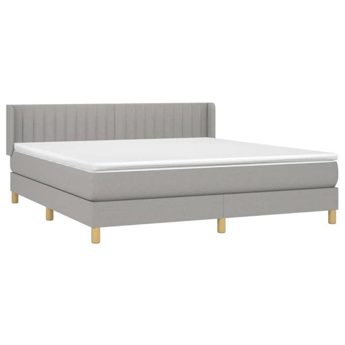 3130441 vidaXL Lit à sommier tapissier avec matelas Gris clair 160x200cm Tissu