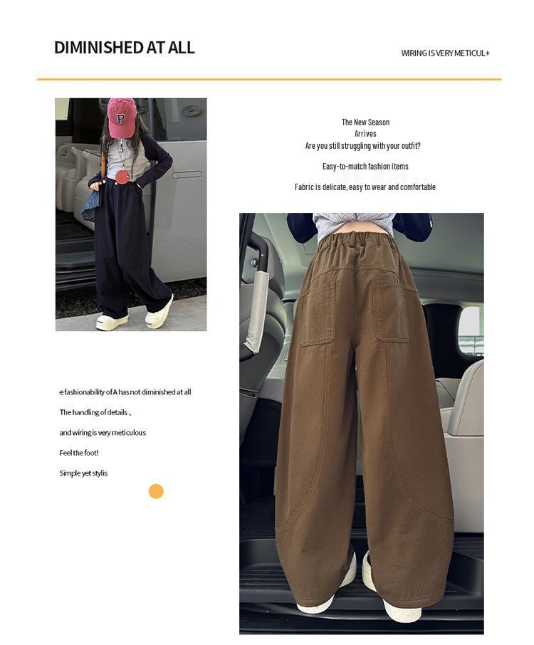 Girls' 2025 Autumn Casual Scimitar Pants: Versatile Korean Style for Big and Middle Kids