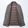 Men's Winter Woolen Overcoat with Detachable Down Liner, Double-Faced Wool, Regular Lapel for Middle-Aged Men.