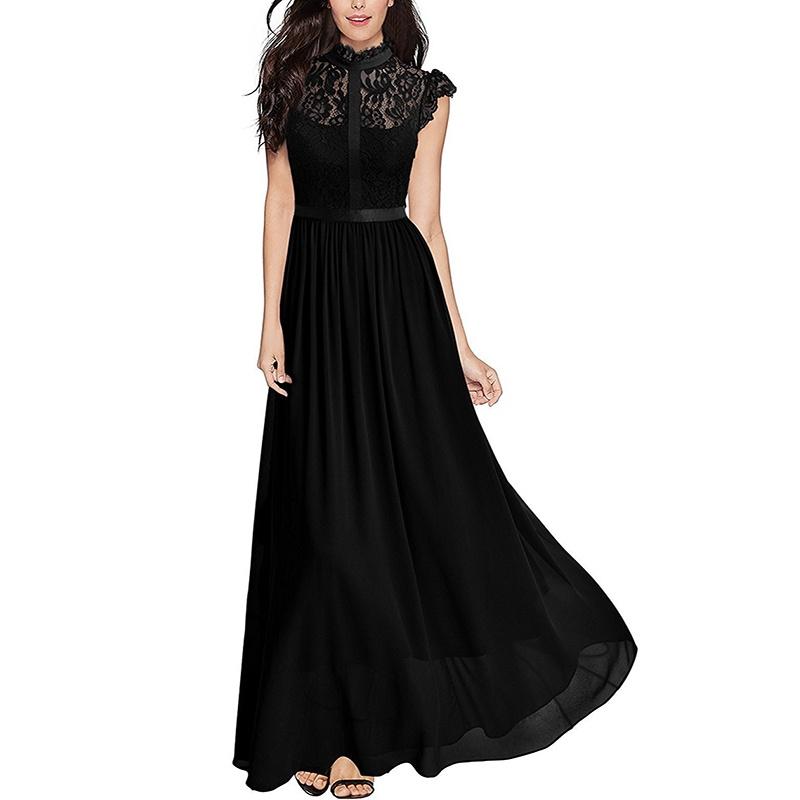 Elegante Vestido de Encaje Hueco para Mujer para Fiestas de Cóctel Ocasiones Formales de Noche