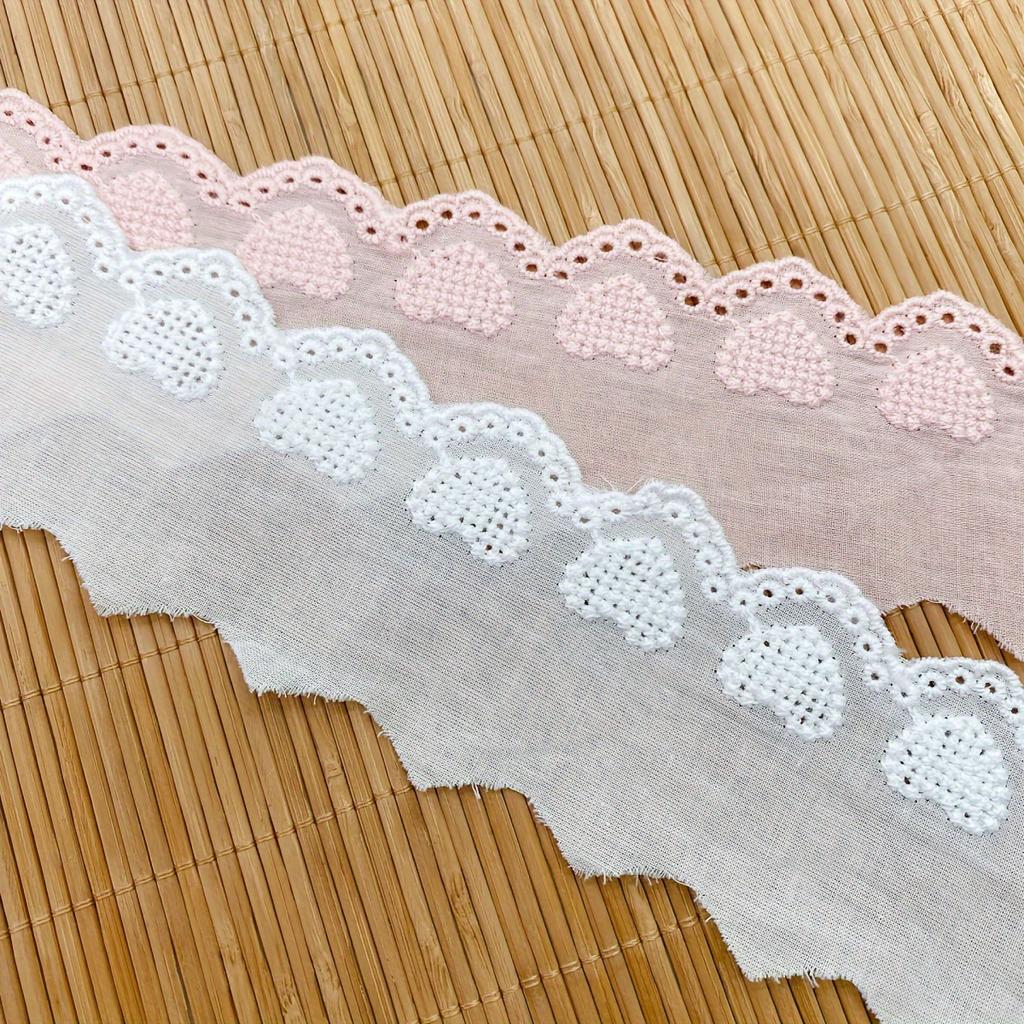1 Yard Love Heart Full Fabric Edge Embroidery Lace Trim Handmade DIY Wedding Dress Skirt Hem Fabric