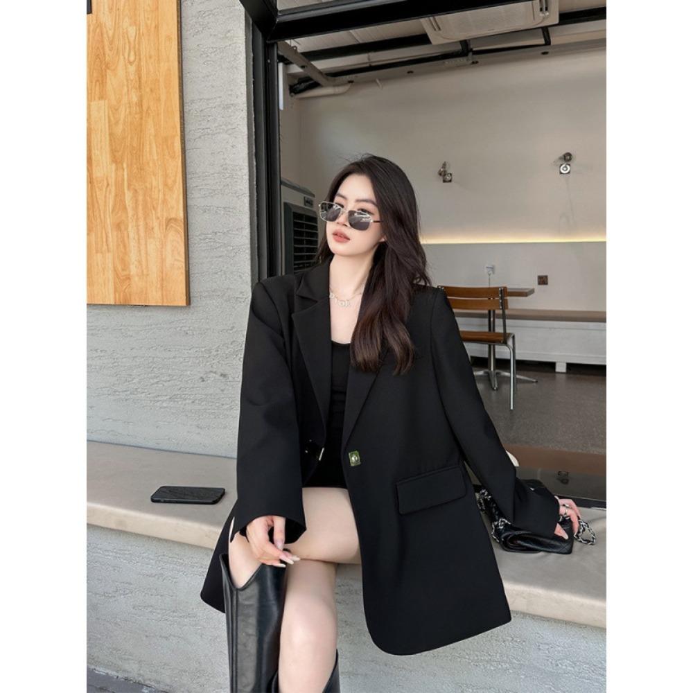 Women's Turn Down Collar Long Sleeve Loose Fit Blazer Oversized Casual Blazer Jacket