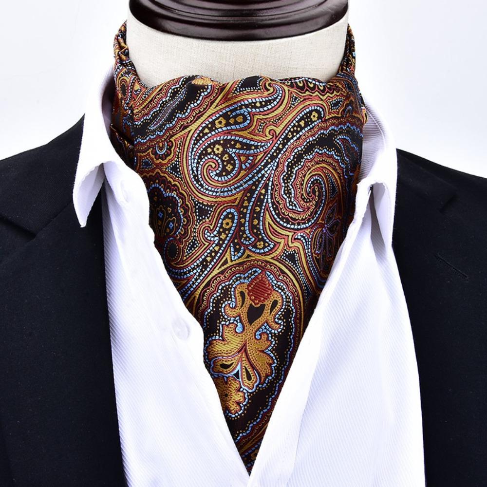 Floral Pattern Ascot Tie Paisley Polka Dot Self Tie Vintage Cravat Tie  Wedding Party