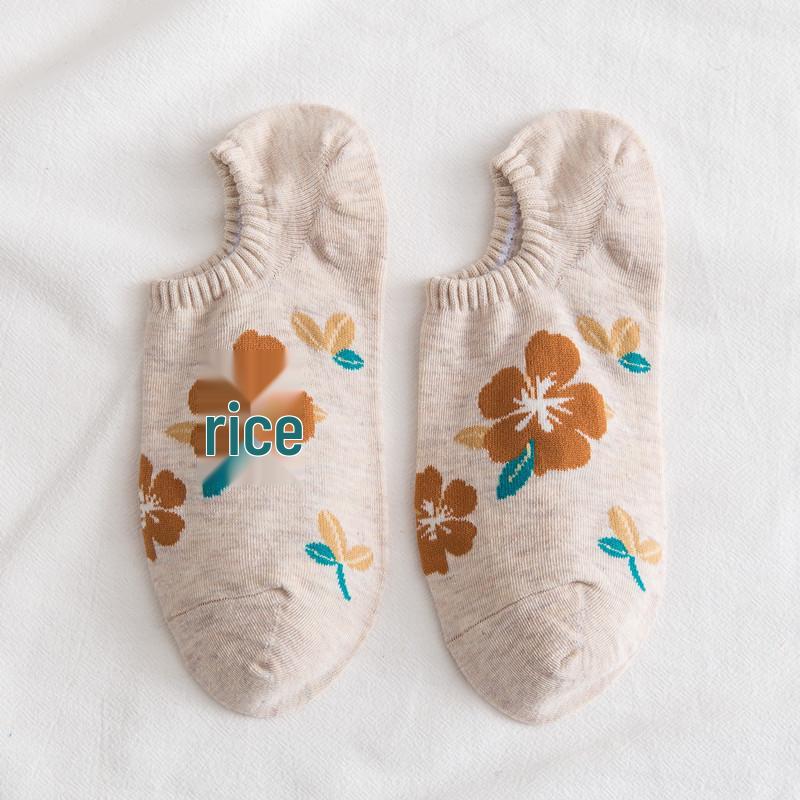 

Женские короткие носки-лодочки на весну-лето - Модные, тонкие, с низкой посадкой, с маленькими цветочками, влагоотводящие и дышащие, невидимый дизайн. One Size хаки