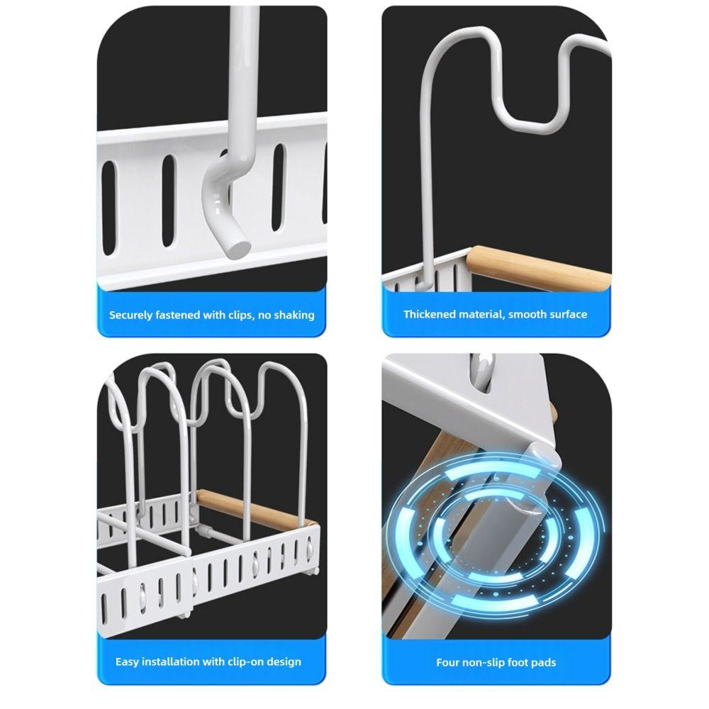 Adjustable Length Kitchen Racks Organizer Expandable Pot Lid Holder Pot Lid Rack  Cooking Space