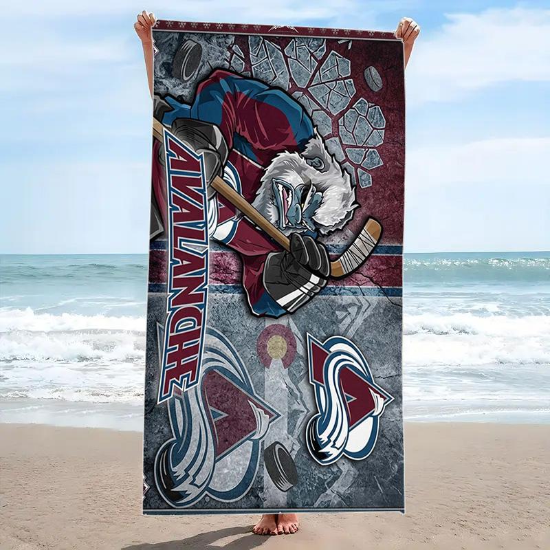 Colorado Avalanche Druck Strandtuch, Großes Weiches Schnelltrocknendes Handtuch für Strand Camping Schwimmen