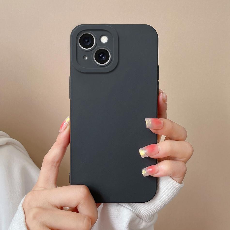 Plain Case For iPhone 15 14 13 12 11 Pro Max X XR XS XS Max Soft Original Silicone Bumper For iPhone 6 7 8 Plus Phone Back Cover