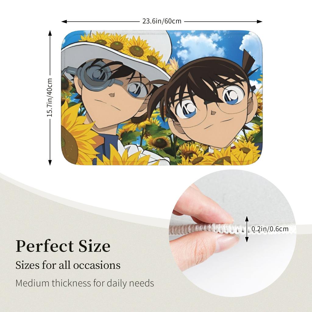 Funny Detectived Anime Conan Doormat Non-Slip Bath Kitchen Welcome Mat Toilet Door Floor Entrance Carpet Rug Footpad