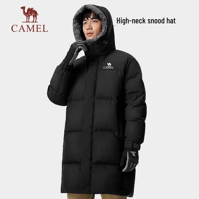 CAMEL A23CAPN115 Unisex Mid-Length Hooded Puffer Down Jacket