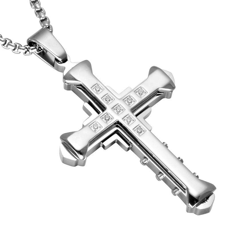 2024 Dark Knight Men's Diamond Cross Pendant Necklace