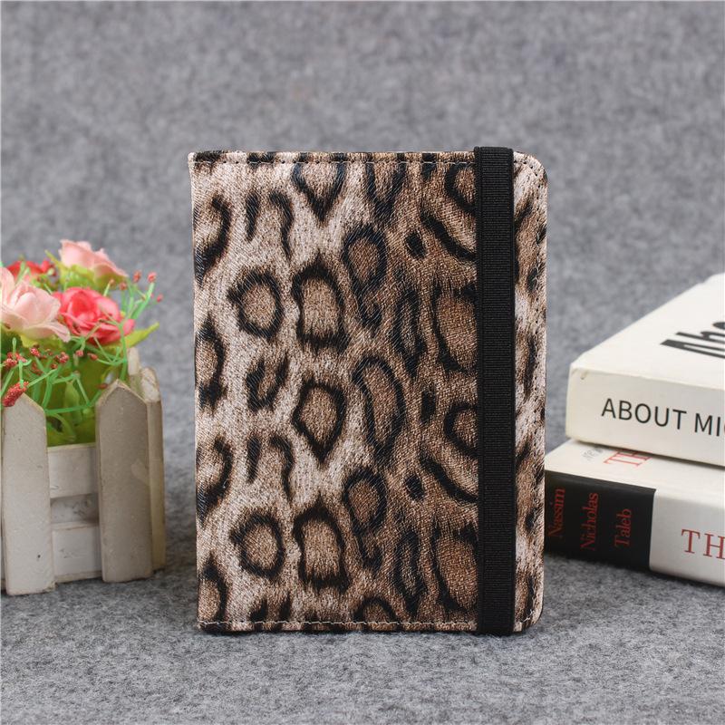 Leopard Print Passport Cover with Bandage Waterproof Passport Clip Built-in RFID Shielding To Protect Personal Information