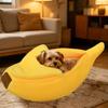 Cute Banana Cat Bed Plush Cozy Pet Cave Bed Semi-Enclosed Cat Hide Bed Fun Calming Bed for Puppies Cats Small Medium Sized Dogs