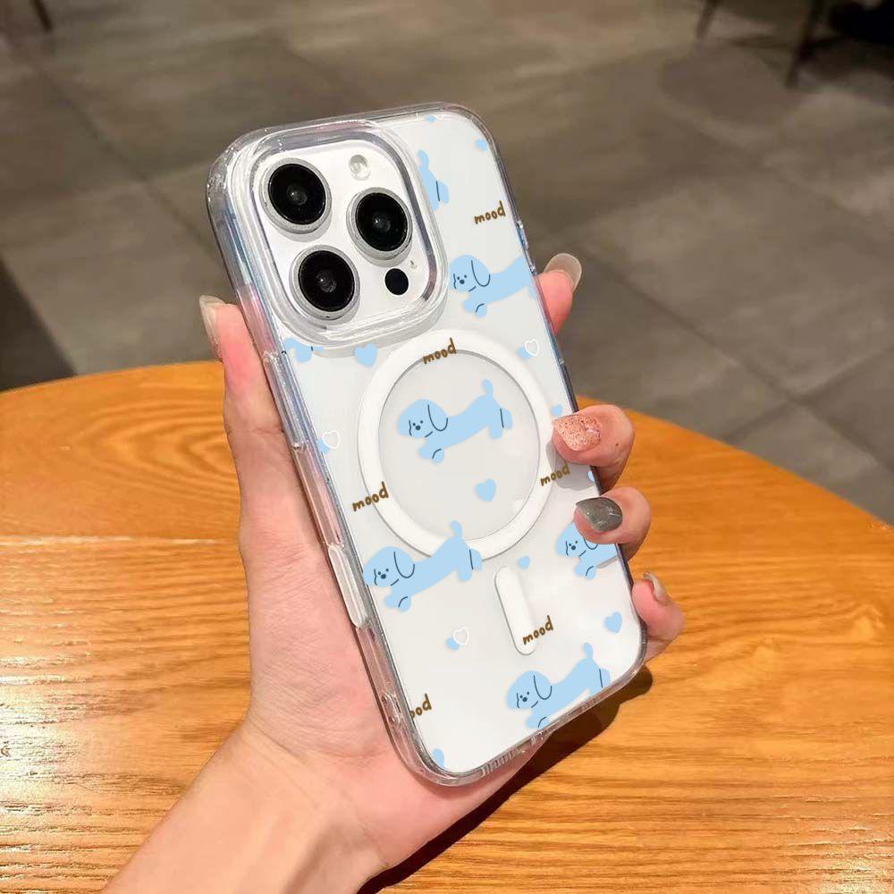 

Cartoon Elephant Case for Apple 17 Promax: Transparent Magnetic Suction with Touch Buttons, Compatible with 11, 14, 15P, 16, 17 Models iPhone 11