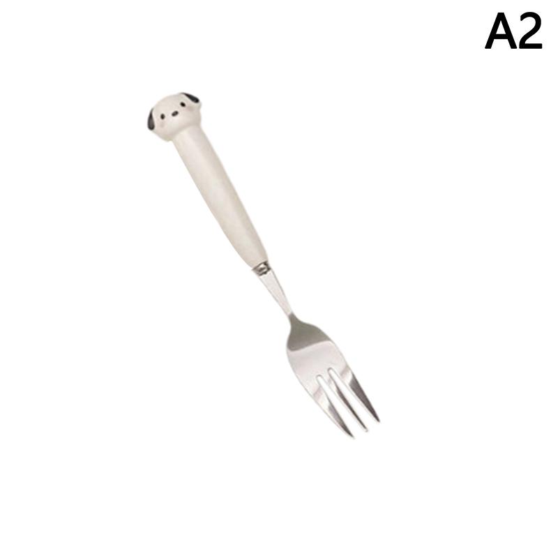 

Мультяшный щенок поросенок ложка вилки столовые приборы из нержавеющей стали портативный студенческий мультяшный столовый набор детский ящик для хранения A2