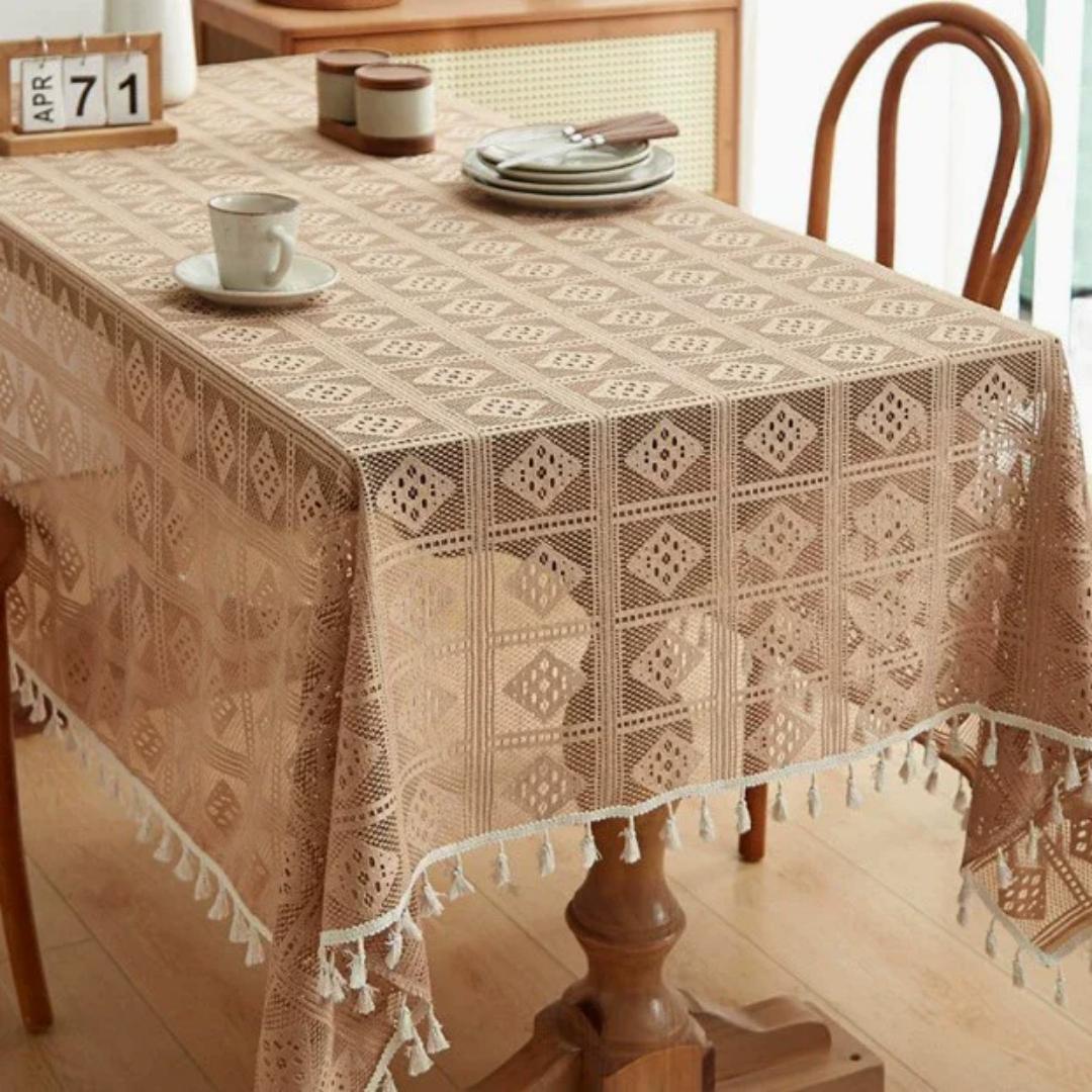 

1pc Lace Openwork Tablecloth Retro European Style Lace Crochet Embroidery Coffee Tea Table Cloth Wedding Party Garden Home Decor 140x100cm хакі