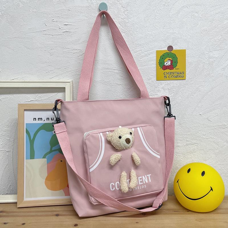Canvas Women'S Bag Large-Capacity Shoulder Tote Bag Fresh And Cute Student Class Tutoring Bag
