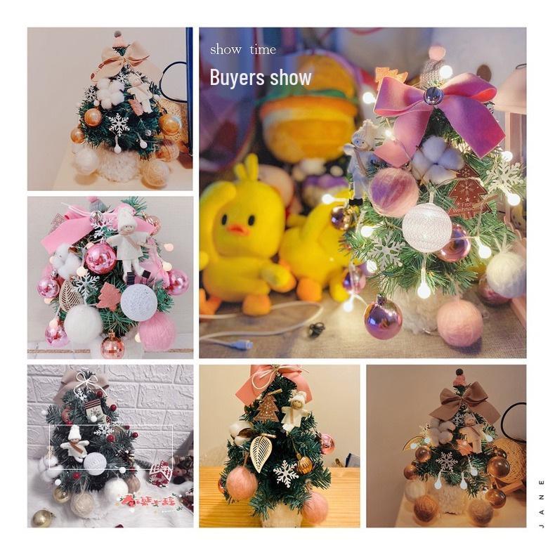 Flocked Pink Mini Christmas Tree Set - Includes Tree, Ornament, and Decoration for DIY. Perfect Gift for the Holidays!