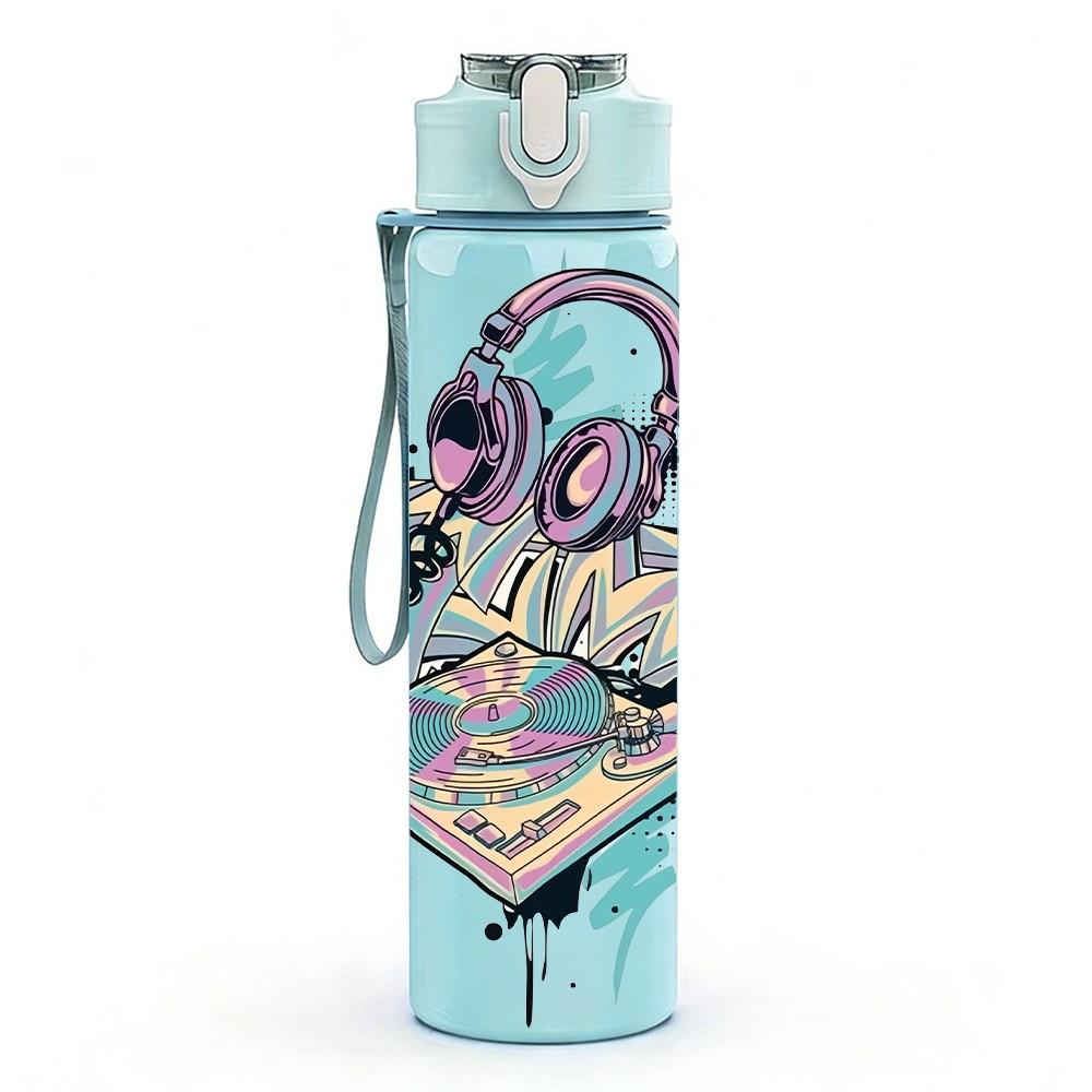 1PC Music Notebook Art Print 750ml Color Plastic Sports Water Bottle Leakproof Flip Straw Lid Suitable for Sports Office Home Use