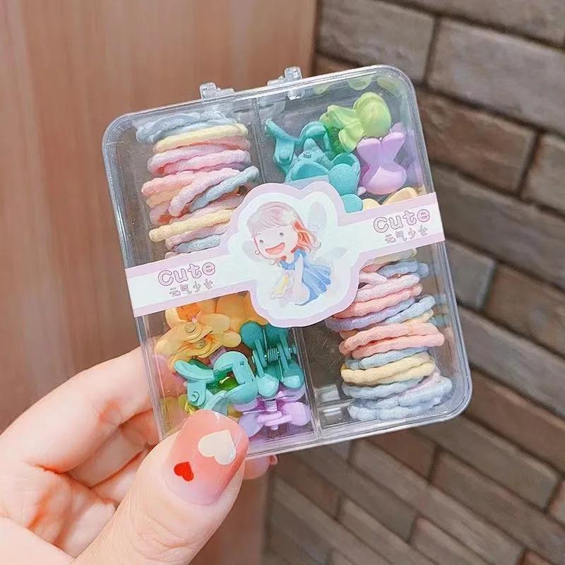 

Мини 40 шт. эластичных резинок для волос и 14 заколок для волос, новая мода для маленьких девочек, милые кавайные аксессуары для волос, коробка с подарками на Новый год