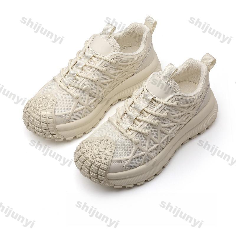 Fashion Men's White Sneakers 2025 Summer New Mesh Breathable Sports Running Shoes Fashion Lace Up Height Increase Non Slip Casual Shoes