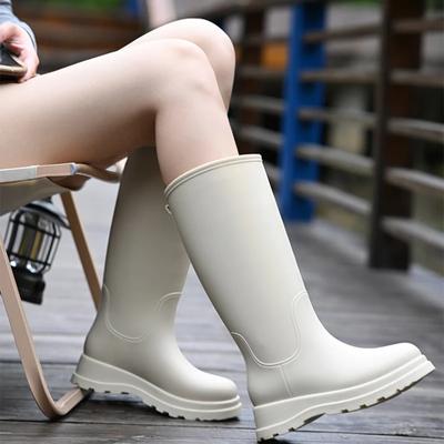 2024 Damen mittelhohe wasserdichte Regenstiefel 30CM wasserdichte und rutschfeste Arbeitsgummistiefel langer Schaft Wasserschuhe Gummistiefel