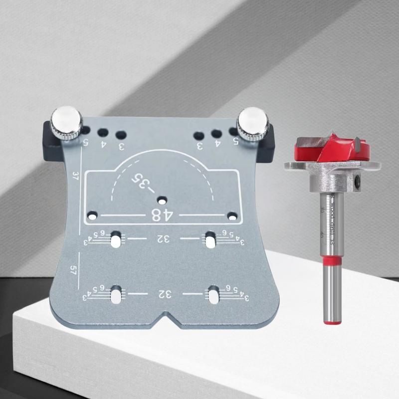 Adjustable 35mm Drill Guide Cabinet Hinge Jig - Aluminum Alloy Precision Marking Template for Concealed Hinges, Manual Hand Tool