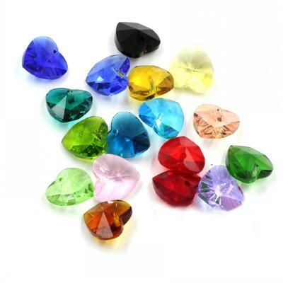 Loose Spacer Beads 10pcs Multicolor 14mm Craft DIY Crystal Heart Accessories Glass Pendants Charms Jewelry Making  Accessories