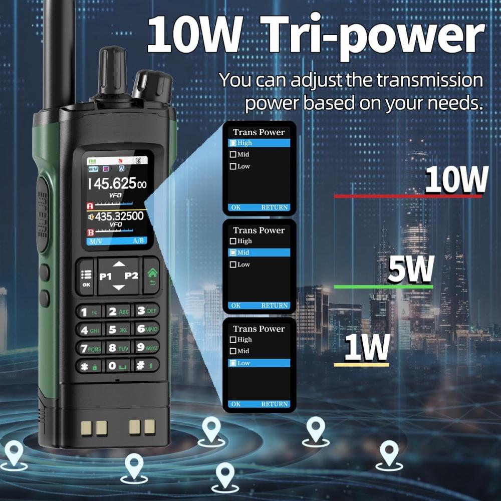 UV-32 Amateurfunkgerät mit großer Reichweite, 10 W, wiederaufladbar, Walkie-Talkies UV32 5RM K5, Handfunkgerät mit GPS, APP-Programmierung, Frequenzkopierfunktion, USB-C-Aufladung