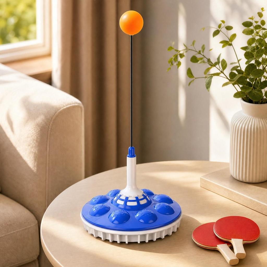 Stable Tabletop-without-Table Table Tennis Rebound Practice Device