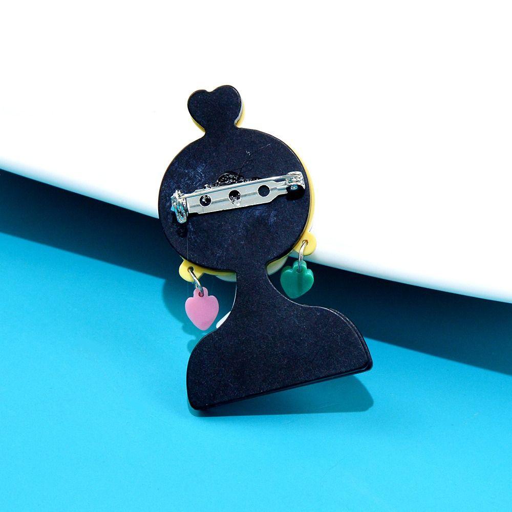 Design Wearing Glasses Girl Acrylic Brooch Acetic Acid Brooch Acetate Fiber Brooch Women Collar Pin