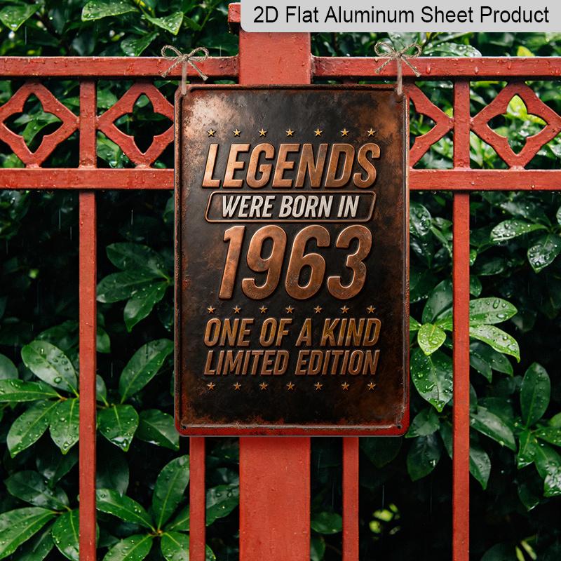 2D Flat, 1pc Vintage 1963 Limited Edition Legend Wall Plaque - 7.87x11.81inch Rustic Aluminium Wall-Mounted Sign Suitable for Study, Studio