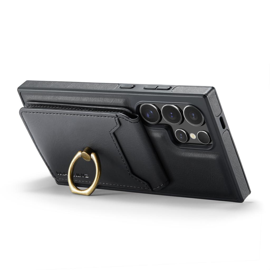 For Samsung Galaxy S24 Ultra Magnetic Case PC+TPU+PU Phone Cover with Card Holder