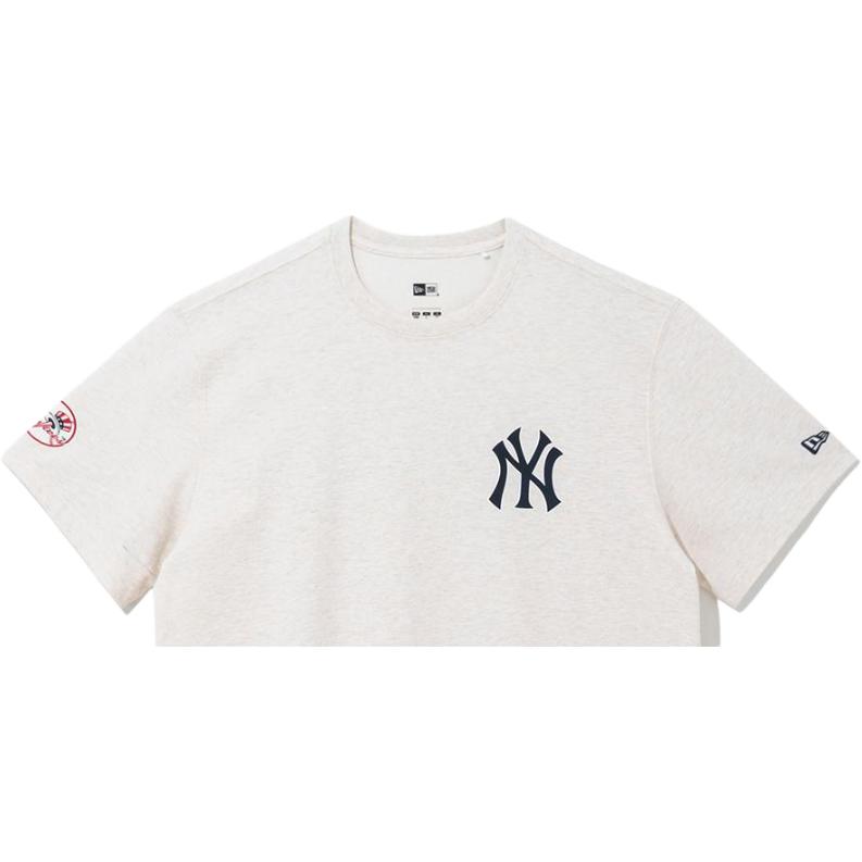 New Era SS22 MLB Series New York Yankees Logo Print Crew Neck Summer American Short Sleeve T-Shirt Men Tops Oatmeal 13086591