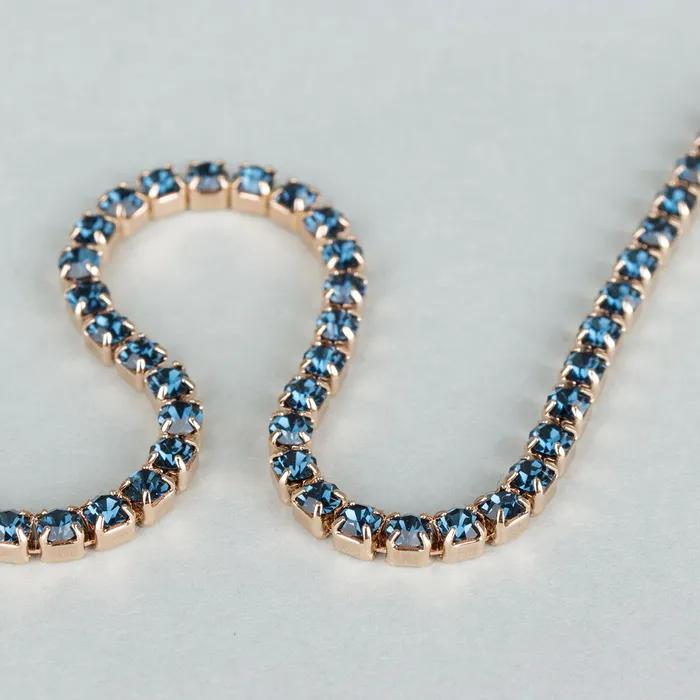 Deep Blue Crystal Line Bracelet [Deep Blue Crystal Line bracelet_Champagne Gold]