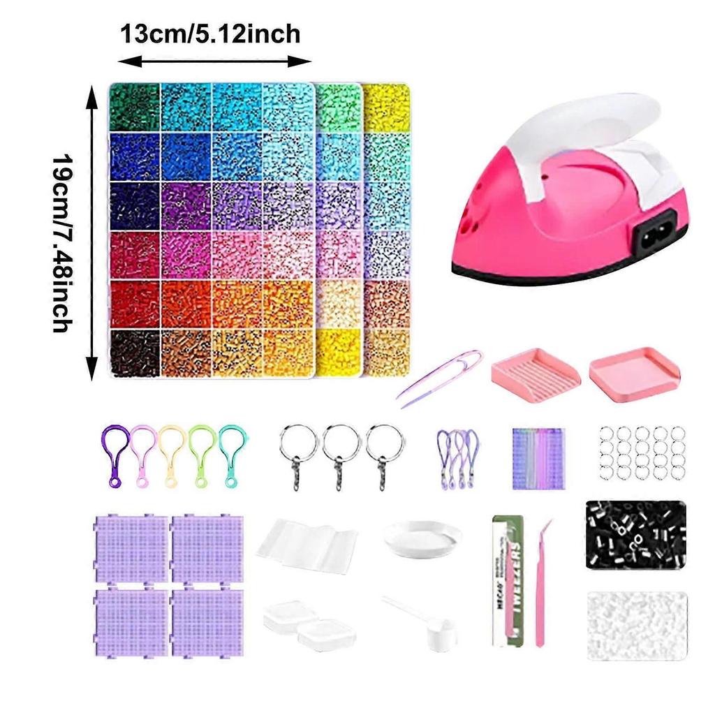 72-Color Fuse Beads Kit with Mini Iron, Pegboards, Ironing Paper & Tweezers – Compatible with Perler/Beads&Boards – Ideal DIY Craft Gift