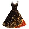 Women's Fashion Casual Christmas Print Sexy Off-the-shoulder Punk Retro Dress