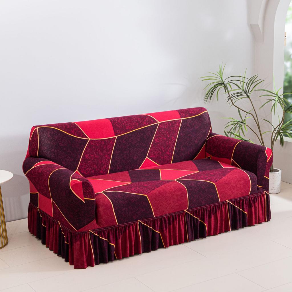 Fashionable Printed Milk Silk Skirt Sofa Cover Elastic and Simple Dust Proof Full Bag Fabric Anti Slip Sofa Cover