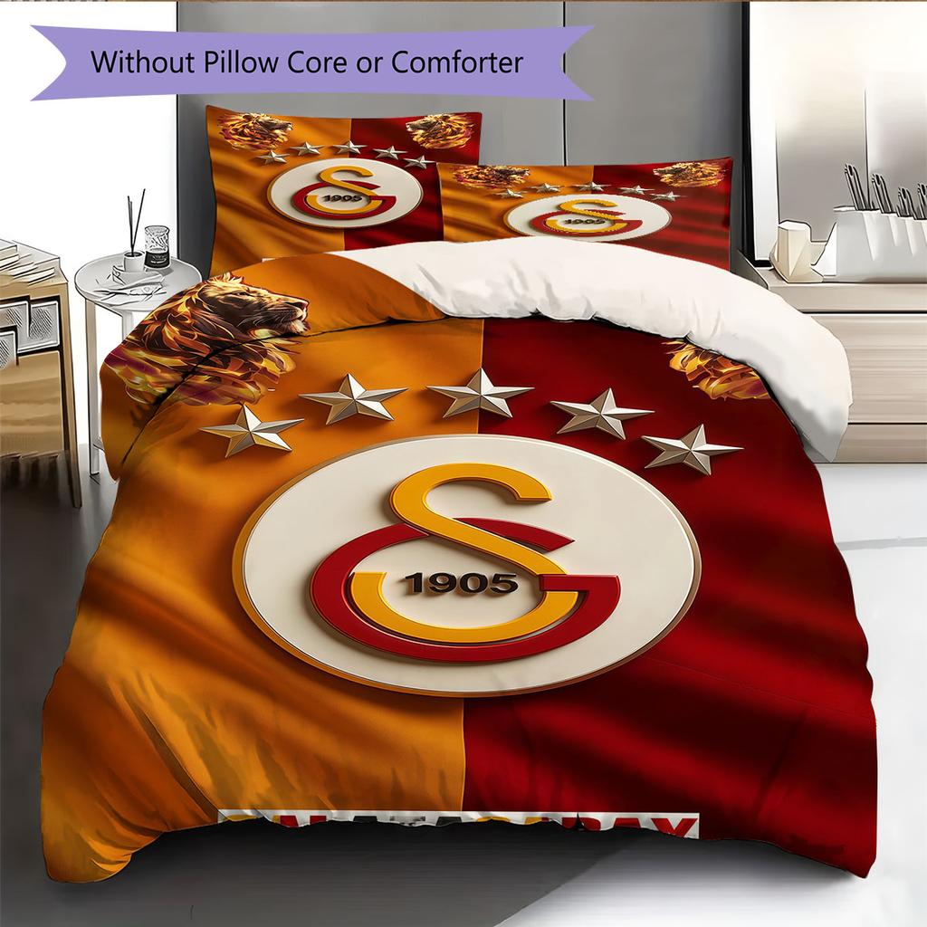 Galatasaray Halo Bedding Quilt Set Quilt Cover Pillowcase Home Decoration Birthday Gift (1 * Duvet Cover + 2 * Pillowcase, Without Core)