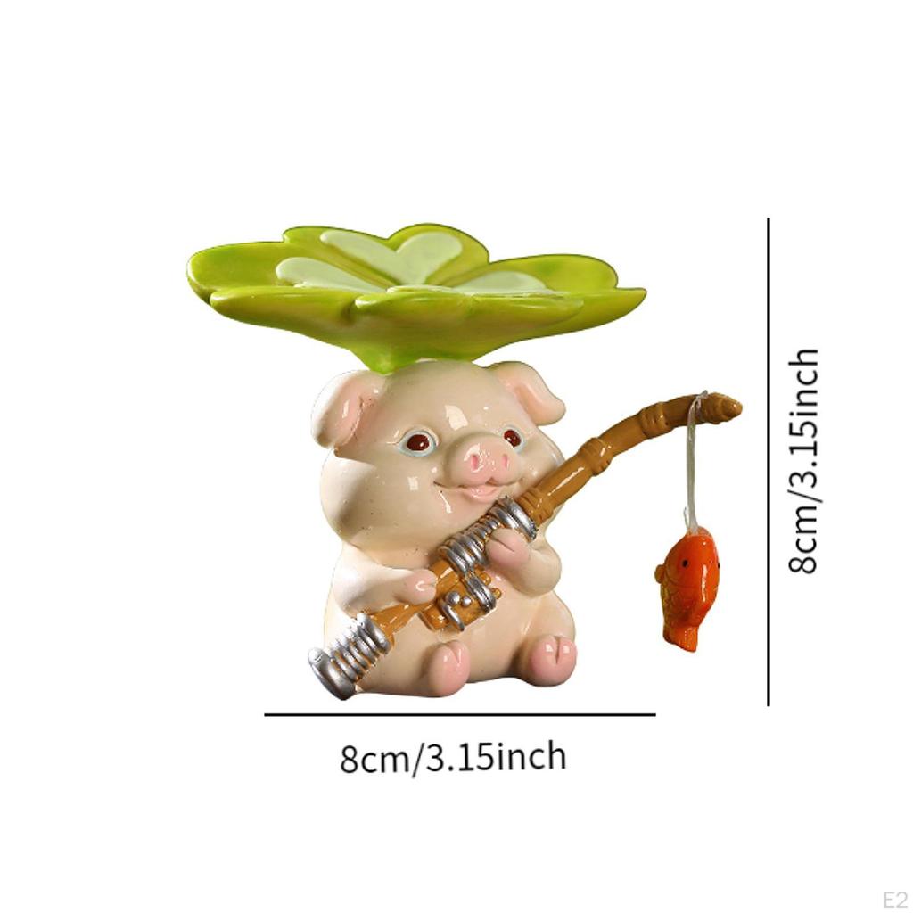 Mini Pig Statue Resin Miniature Sculpture Collections Fishes Tank Decoration Animal Fishing Figurine
