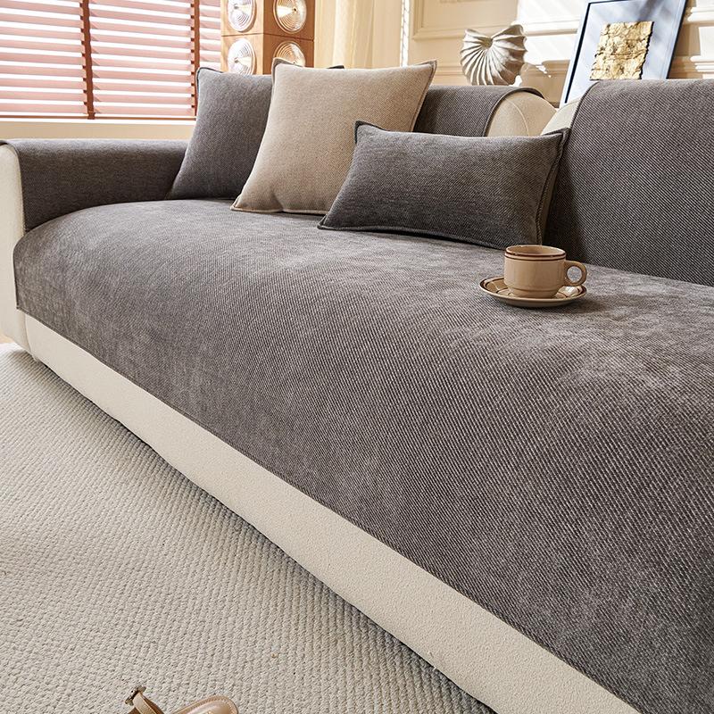 Modern Light Luxury Chenille Cushion Solid Color Non-Slip Sofa Seat Cushion Four-Season Universal Sofa Dust-Proof Sofa Cover Cloth Towel