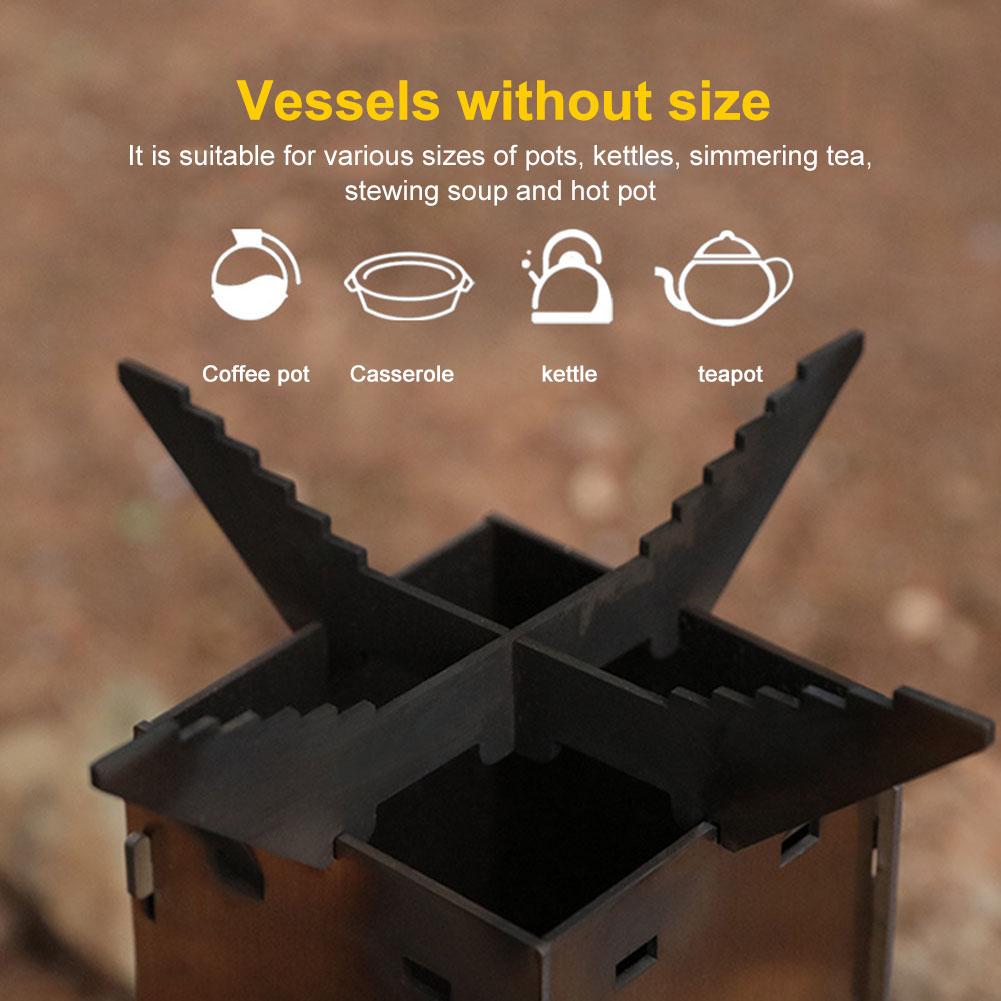 Portable Camping Wood Stove Stainless Steel Folding Firewood Stove Portable Detachable Wood Burner for Outdoor Hiking BBQ Picnic