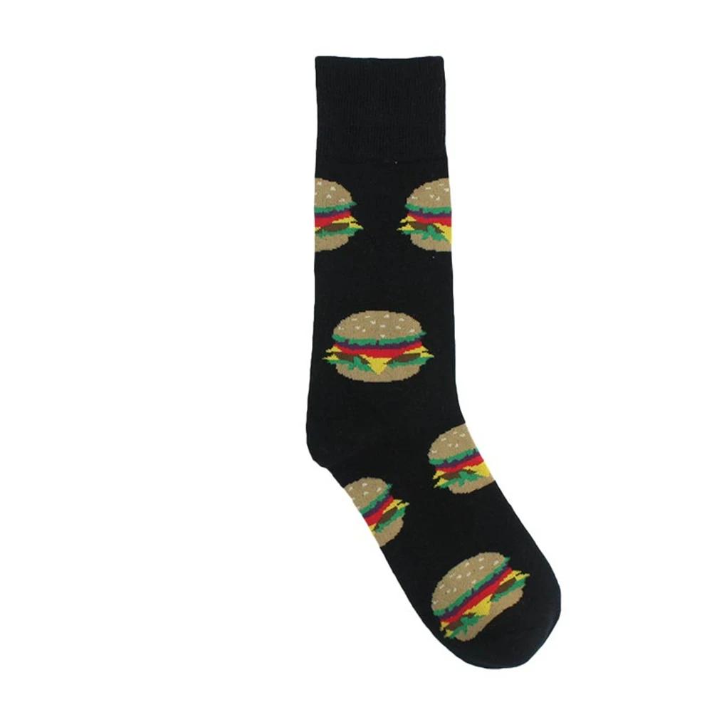 Funny Volcanic Chili Pizza Hamburger Foods Men Happy Cotton Socks Business Hipster Sport Harajuku Skateboard Crew Dropship