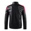 2025 Men's Color Block PU Leather Motorcycle Jacket - British Casual Style