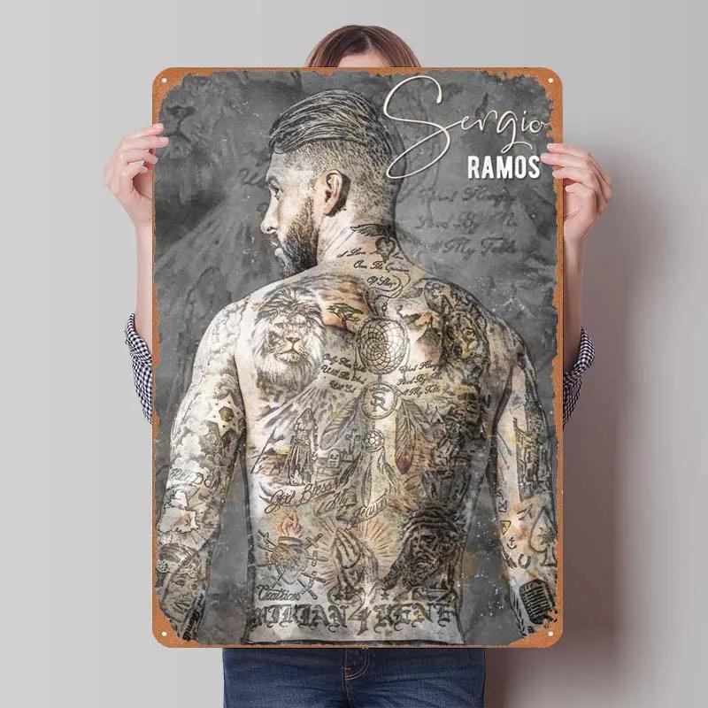 Sergio Ramos Metal Sign Sports Poster Room Decoration Man Cave Vintage Tinplate Sign Plaque for Wall Art Decoration Retro Home