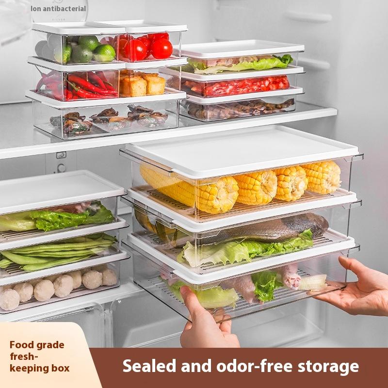 Refrigerator Storage Box, Fruit Fresh-keeping Box, Special Kitchen Rectangle Can Be Stacked with Food-grade Frozen Sealed Box