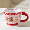 Cartoon Ceramic Cup With Cover, High-Value Household Couple Water Cup Gift Box, Small Gift Idea