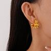 Premium Flower C-Shaped Geometric Silver Needle Earrings Commuter Earrings