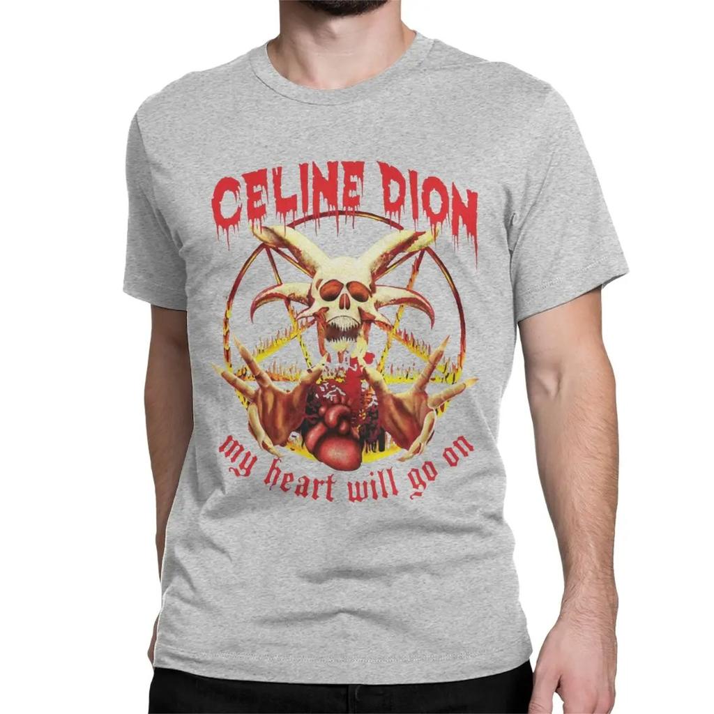 Celine Dion My Heart Will Go on Metal T-Shirt Herren Damen Baumwoll-T-Shirts Rundhals Titanic Rock Tees Kurzarm Tops Große Größe