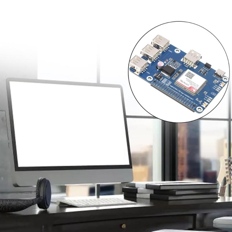Cat-1/GNSS HAT for RPi 5 Series Base On SIM7670G Module Global Multiple Bands 4G T-1 GNSS Positioning 3X USB2.0
